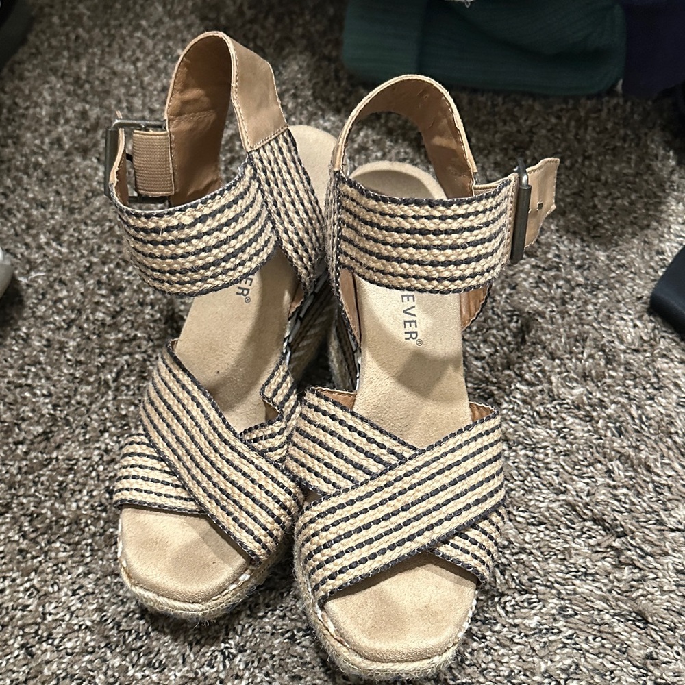 Lena Beige and Black Espadrille Sandals